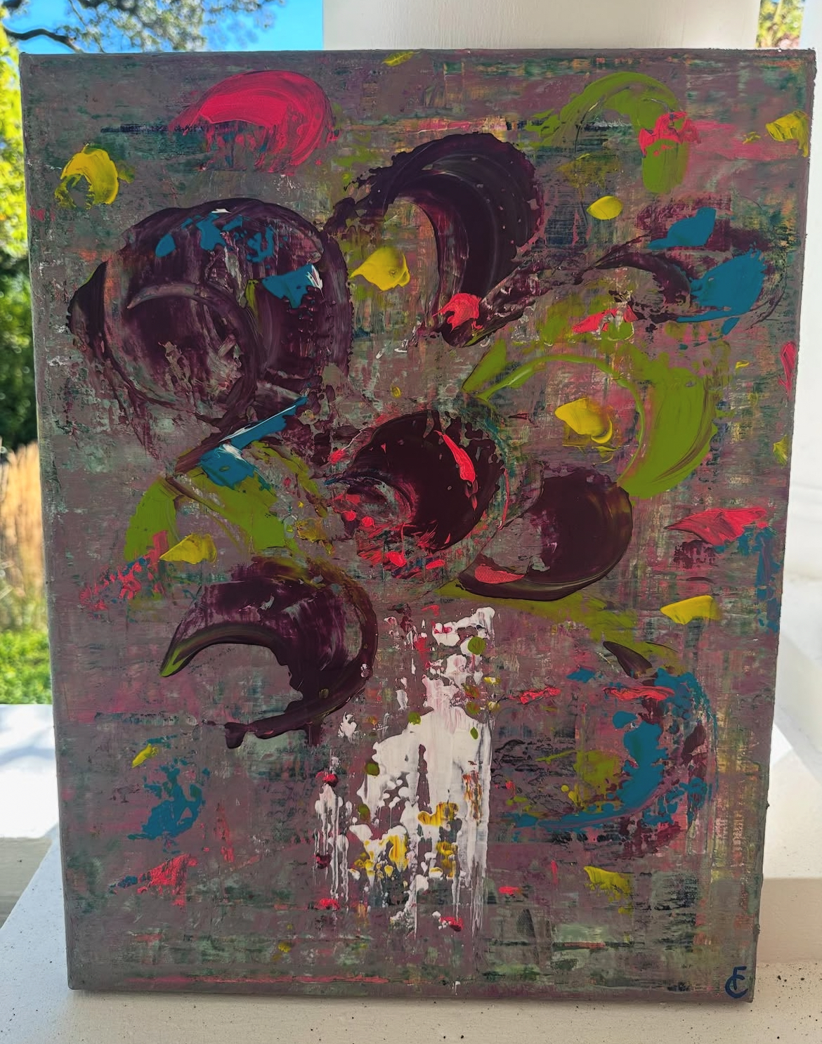 Chatty Flowers, 14 x 18 acrylic on canvas